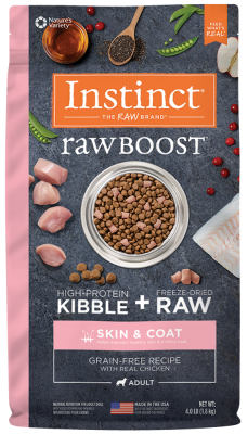 Instinct Raw Boost Grain-Free Dry Dog Food, Skin & Coat Health, Chicken, 4-lb