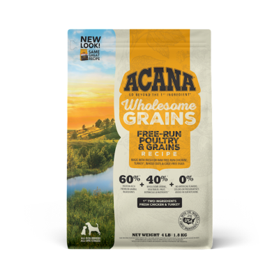Acana Wholesome Grains Dry Dog Food, Free-Run Poultry, 4-lb