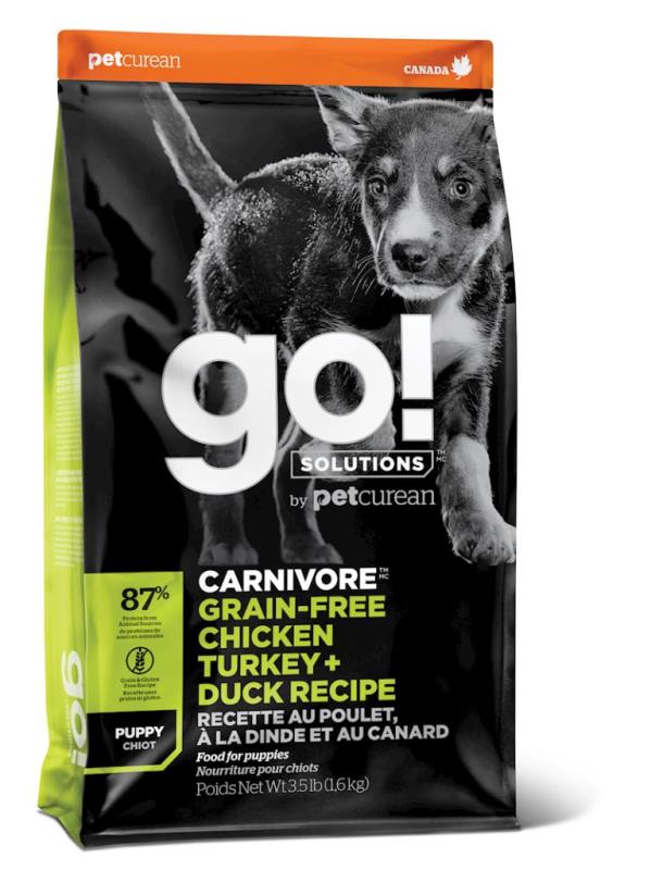Go! Solutions Carnivore Grain-Free Dry Dog Food, Puppy, Chicken Turkey & Duck, 12-lb