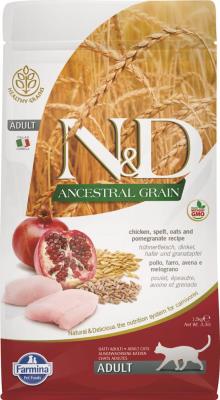 Farmina N&D Ancestral Grain Dry Cat Food, Chicken & Pomegranate, Adult, 11-lb