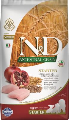 Farmina N&D Ancestral Grain Dry Dog Food, Chicken Spelt Oats & Pomegranate, Puppy, Starter, 5.5-lb