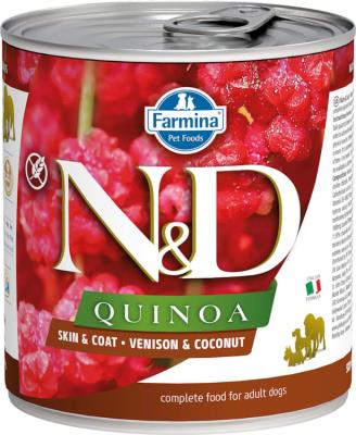 Farmina N&D Quinoa Canned Dog Food, Skin & Coat, Venison & Coconut, 10-oz