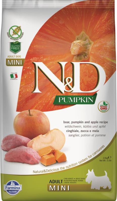 Farmina N&D Pumpkin Dry Dog Food, Boar & Apple, Adult, Mini, 15.4-lb