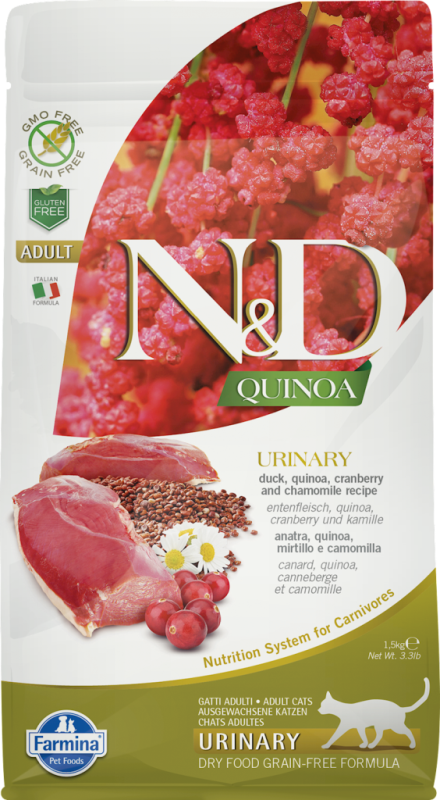 Farmina N&D Quinoa Dry Cat Food, Urinary, Duck, 3.3-lb
