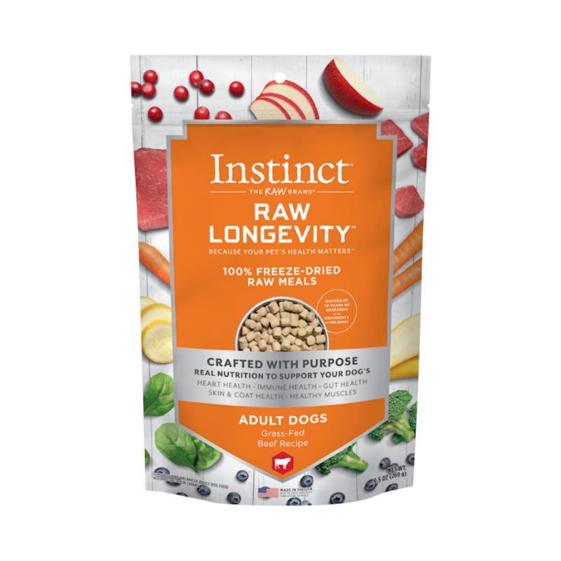 Instinct Longevity Raw Freeze-Dried Dog Food, Beef, 9.5-oz