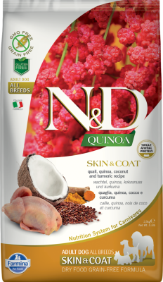 Farmina N&D Quinoa Dry Dog Food, Skin & Coat, Quail, 5.5-lb