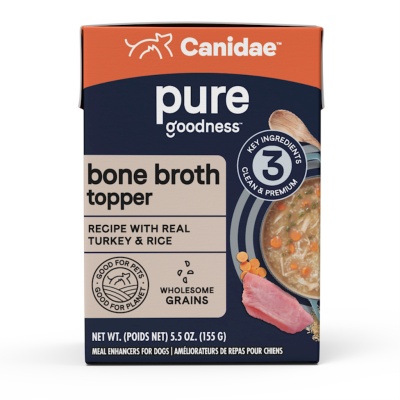 Canidae Pure Goodness Bone Broth Dog Food Topper, Turkey & Rice, 5.5-oz