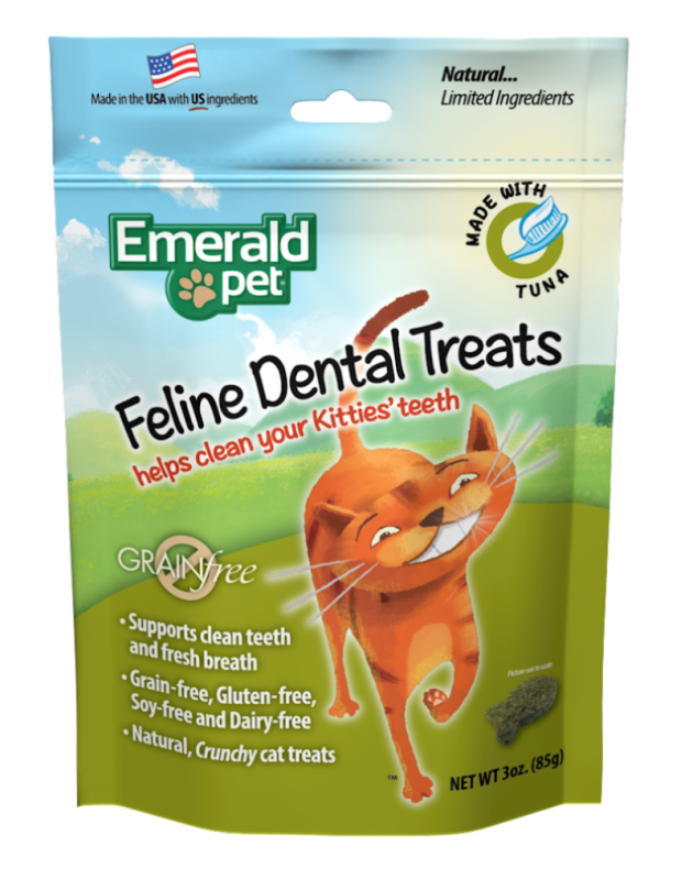 Emerald Pet Feline Dental Treats with Tuna Cat Treats, 3-oz Bag