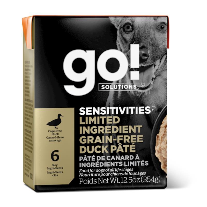 Go! Solutions Sensitivities Limited Ingredient Wet Dog Food, Duck Pate, 12.5-oz