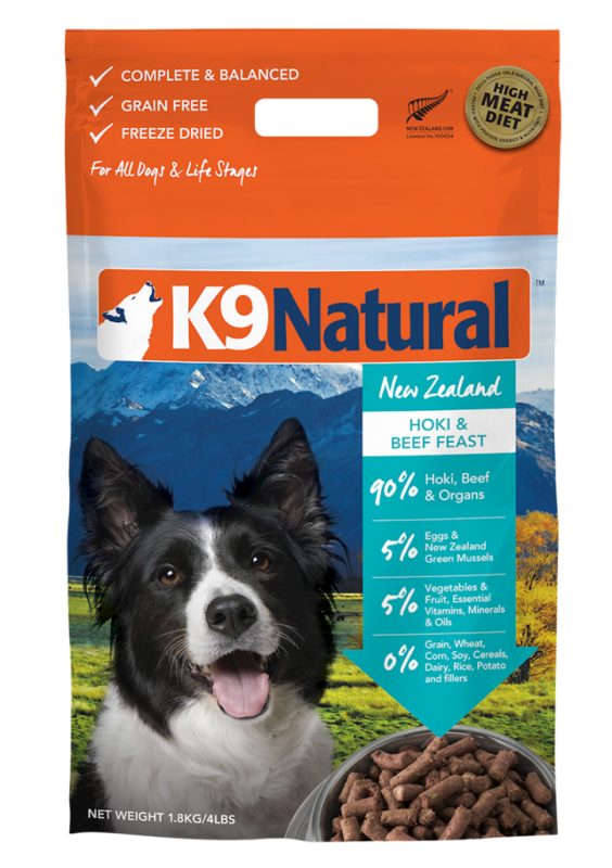 K9 Natural Hoki & Beef Feast Freeze-Dried Dog Food, 4-lb