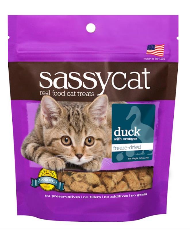 Herbsmith Sassy Cat Duck with Oranges Freeze-Dried Cat Treats, 1.25-oz