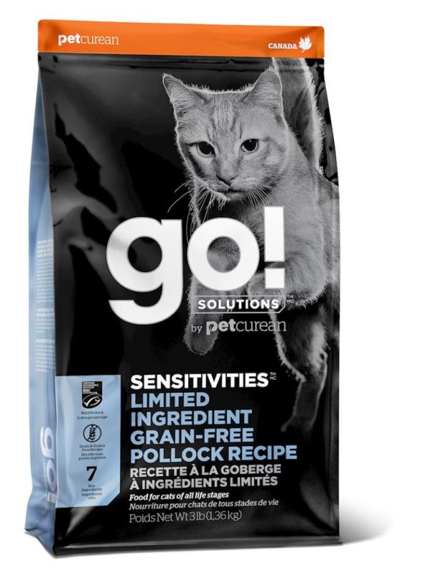Go! Solutions Sensitivities Limited Ingredient Dry Cat Food, Pollock, 8-lb