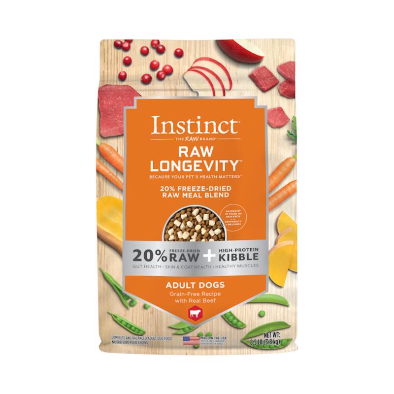 Instinct Longevity 20% Freeze-Dried Raw Meal Blend Dry Dog Food, Beef, 8.5-lb