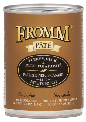 Fromm Pate Canned Dog Food, Turkey, Duck & Sweet Potato, 12.2-oz