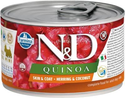 Farmina N&D Quinoa Canned Dog Food, Skin & Coat, Herring & Coconut, 4.9-oz