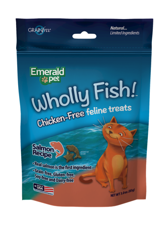 Emerald Pet Wholly Fish! Salmon Recipe Cat Treats, 3-oz