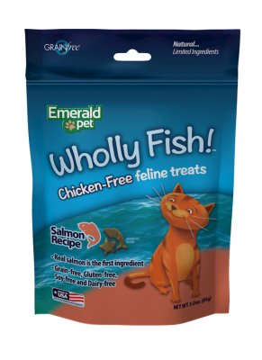 Emerald Pet Wholly Fish! Salmon Recipe Cat Treats, 3-oz