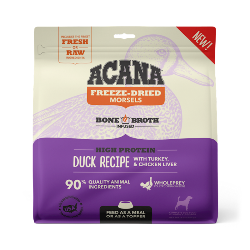 Acana Raw Freeze-Dried Dog Food, Duck, Morsels, 8-oz