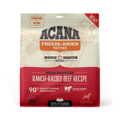 Acana Raw Freeze-Dried Dog Food, Ranch-Raised Beef, Patties, 14-oz