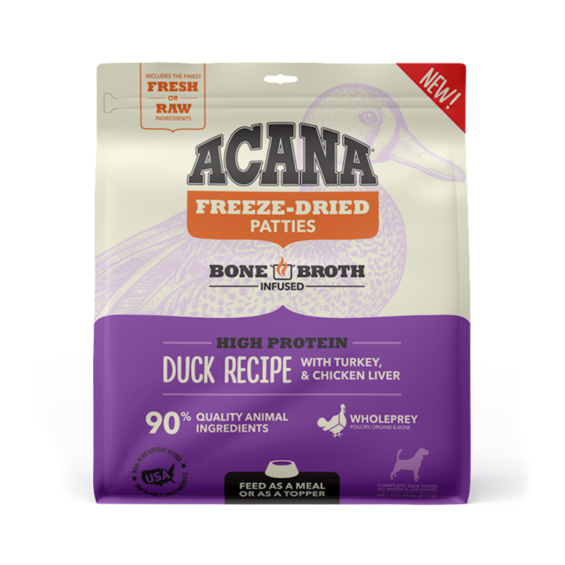 Acana Raw Freeze-Dried Dog Food, Duck, Patties, 14-oz
