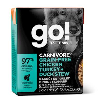 Go! Solutions Carnivore Grain-Free Wet Dog Food, Chicken Turkey & Duck Stew, 12.5-oz