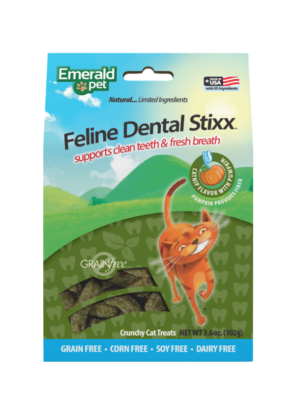 Emerald Pet Feline Dental Stixx Cat Treat, Catnip & Pumpkin, 3.6-oz