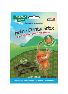 Emerald Pet Feline Dental Stixx Cat Treat, Catnip & Pumpkin, 3.6-oz