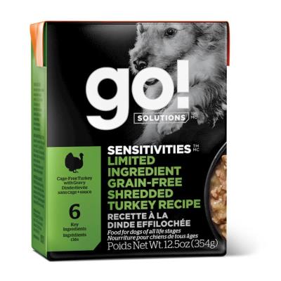 Go! Solutions Sensitivities Limited Ingredient Wet Dog Food, Shredded Turkey, 12.5-oz