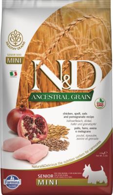 Farmina N&D Ancestral Grain Dry Dog Food, Chicken & Pomegranate, Senior, Mini, 5.5-lb