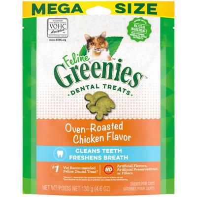Feline Greenies Dental Treats Oven Roasted Chicken Flavor Cat Treats, 5.5-oz bag