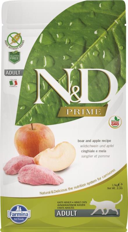Farmina N&D Prime Dry Cat Food, Boar & Apple, Adult, 11-lb