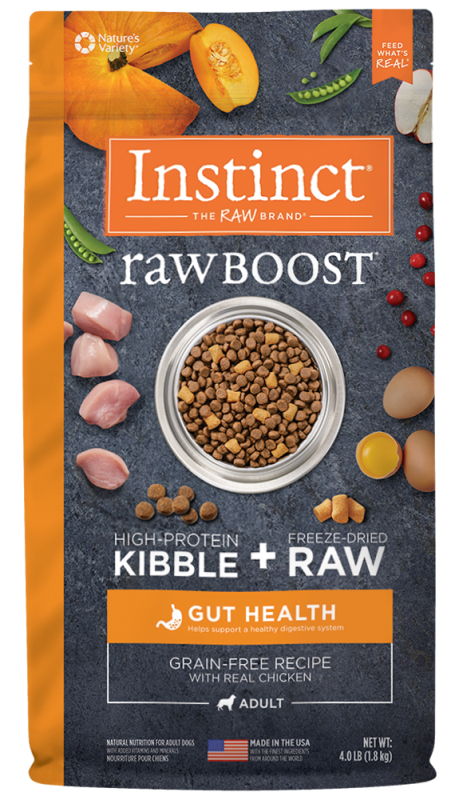 Instinct Raw Boost Grain-Free Dry Dog Food, Gut Health, Chicken, 4-lb