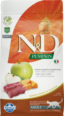 Farmina N&D Pumpkin Dry Cat Food, Venison & Apple, Adult, 11-lb