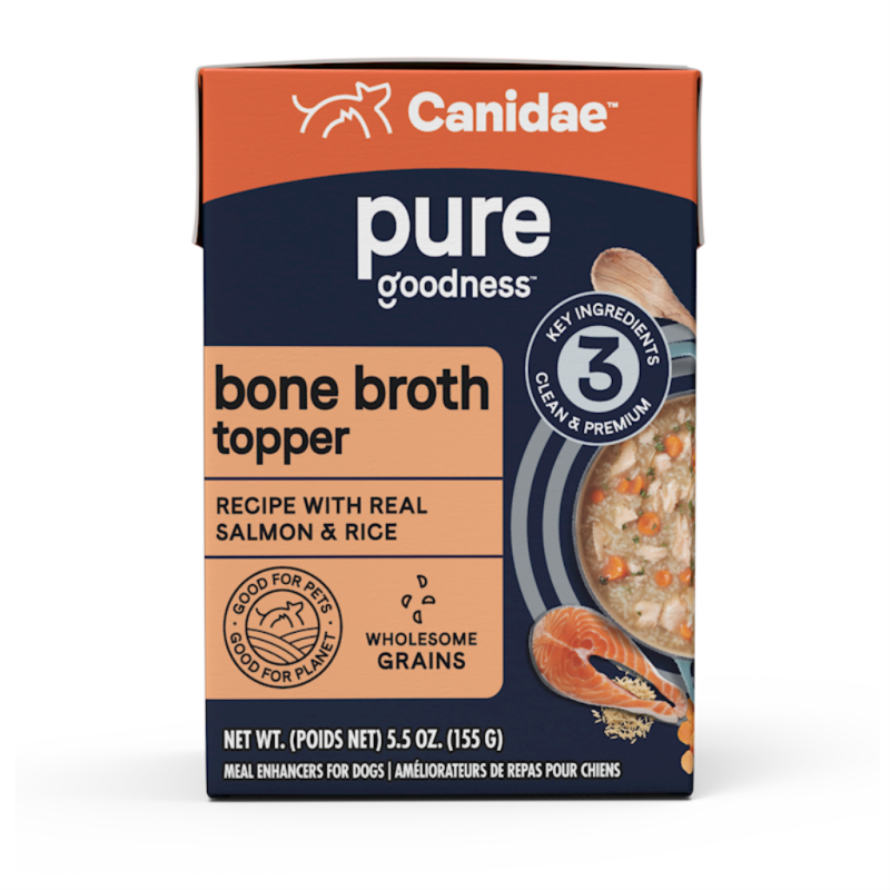 Canidae Pure Goodness Bone Broth Dog Food Topper, Salmon & Rice, 5.5-oz
