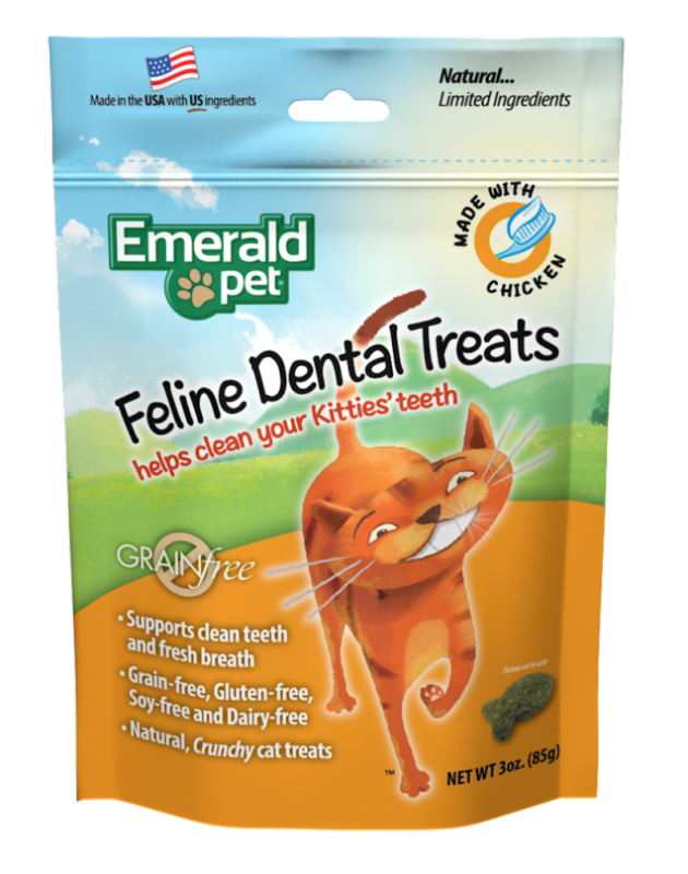 Emerald Pet Feline Dental Treats with Chicken Cat Treats, 3-oz bag