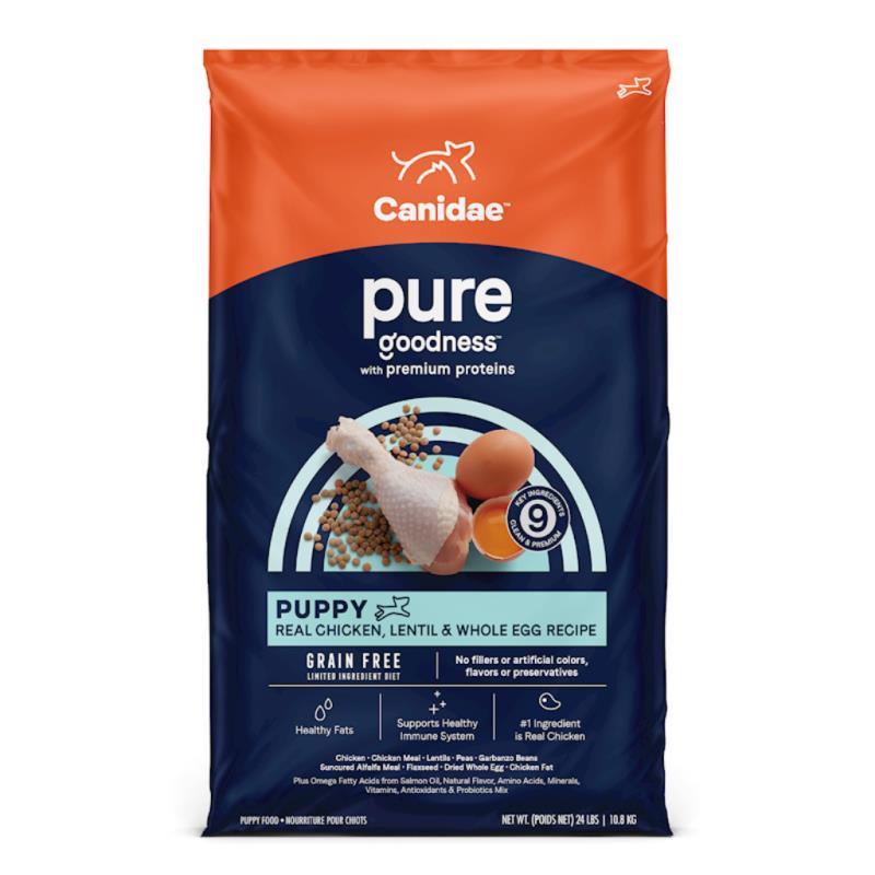 Canidae Pure Grain Free Dry Dog Food, Puppy, Chicken, Lentil & Whole Egg, 22-lb
