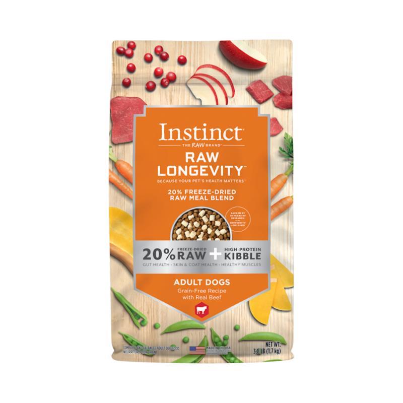 Instinct Longevity 20% Freeze-Dried Raw Meal Blend Dry Dog Food, Beef, 3.8-lb