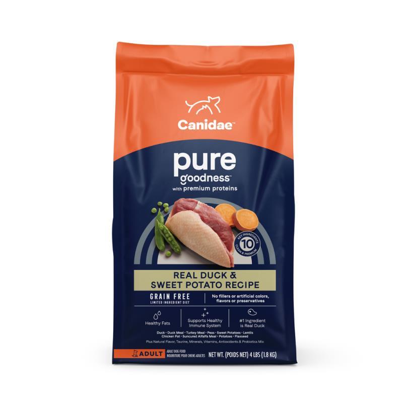 Canidae Pure Grain Free Dry Dog Food, Duck & Sweet Potato, 4-lb