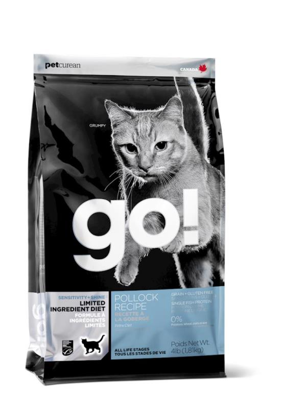 Go! Sensitivity + Shine Limited Ingredient Dry Cat Food, Pollock, 4-lb