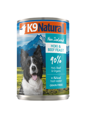 K9 Natural Hoki & Beef Feast Canned Dog Food, 13-oz