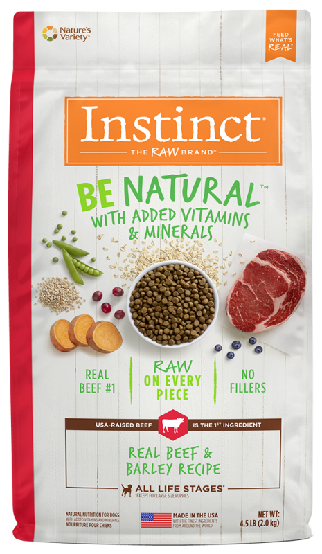 Instinct Be Natural Dry Dog Food, Beef & Barley, 4.5-lb