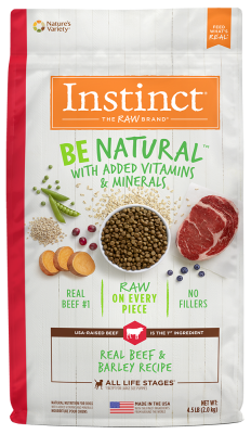 Instinct Be Natural Dry Dog Food, Beef & Barley, 4.5-lb