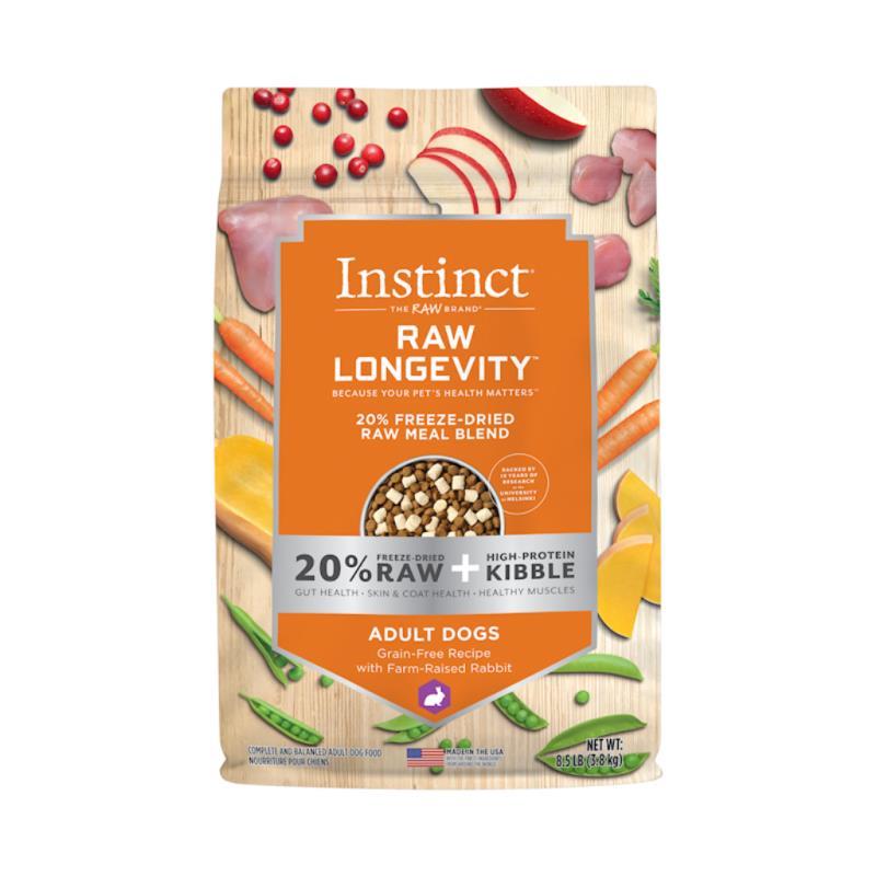 Instinct Longevity 20% Freeze-Dried Raw Meal Blend Dry Dog Food, Rabbit, 8.5-lb