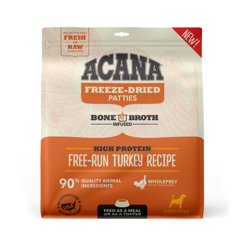 Acana Raw Freeze-Dried Dog Food, Free-Run Turkey, Patties, 14-oz