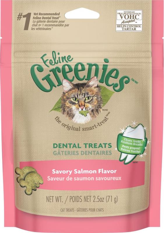 Feline Greenies Dental Treats Savory Salmon Flavor Cat Treats, 2.5-oz bag