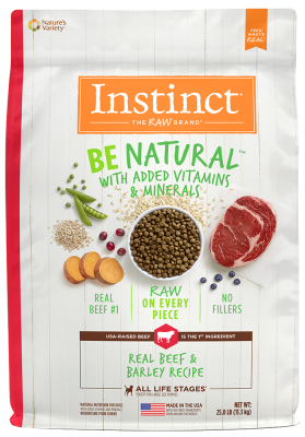 Instinct Be Natural Dry Dog Food, Beef & Barley, 25-lb