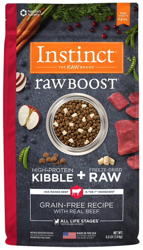 Instinct Raw Boost Grain-Free Dry Dog Food, Beef, 4-lb