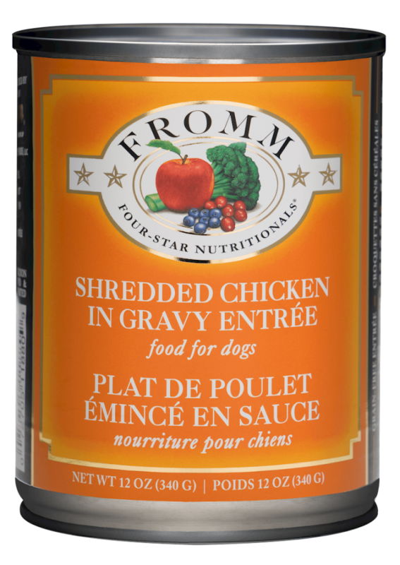 Fromm Four-Star Canned Dog Food, Shredded Chicken in Gravy, 12-oz