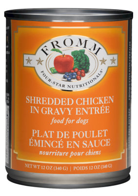 Fromm Four-Star Canned Dog Food, Shredded Chicken in Gravy, 12-oz
