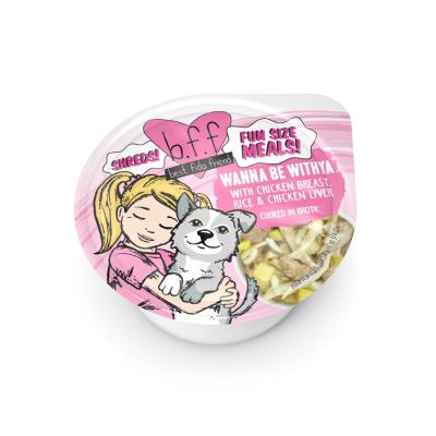 B.F.F. Best Fido Friend Fun Size Meals Wet Dog Food, Wanna Be Withya, Chicken Rice & Liver, 2.75-oz